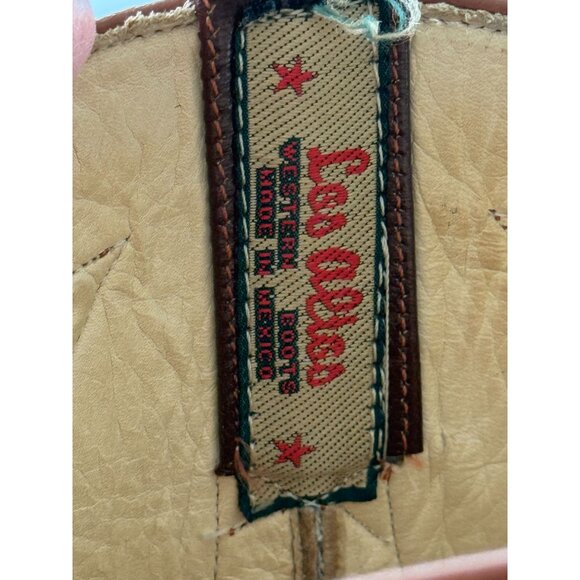 Los Altos Mens Western Cowboy Boots Size 10.5 EE Lizard Leather Brown & Tan - Picture 6 of 7